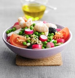 Salada de gambas com soja 